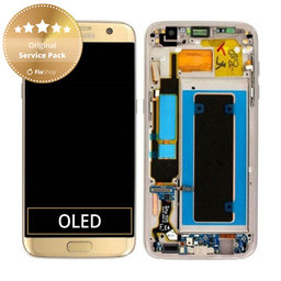 Samsung Galaxy S7 Edge G935F - LCD Displej + Dotykové Sklo + Rám (Gold) - GH97-18533C, GH97-18594C, GH97-18767C Genuine Service Pack