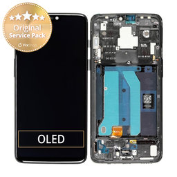 OnePlus 6 - LCD Displej + Dotykové sklo + Rám (Mirror Black) - 2011100029 Genuine Service Pack