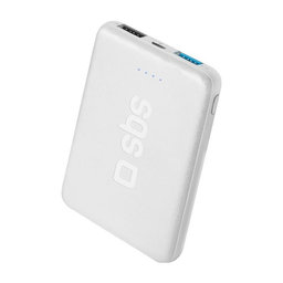 SBS - PowerBank 5000 mAh, 2x USB 2,1A, 1A, bílá