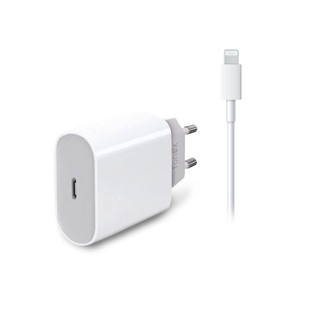 Fonex - Nabíjecí Adaptér USB-C + Kabel USB-C / Lightning, 20W, bílá