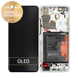 Huawei P40 Pro Plus - LCD Displej + Dotykové Sklo + Rám + Baterie (White Ceramic) - 02353RBJ Genuine Service Pack