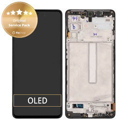 Samsung Galaxy M52 5G M526B - LCD Displej + Dotykové sklo + Rám (Black) - GH82-27091A, GH82-27094A Genuine Service Pack