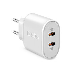 SBS - 20W Nabíjecí Adaptér 2x USB-C Power Delivery, bílá