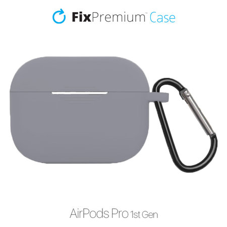 FixPremium - Silikonové Pouzdro s Karabinou pro AirPods Pro, space grey