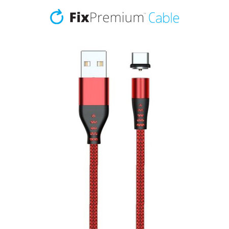 FixPremium - USB-C / USB Magnetický Kabel (2m), červená