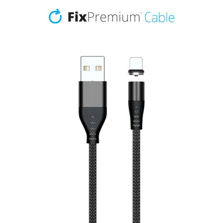 FixPremium - Lightning / USB Magnetický Kabel (1m), černá