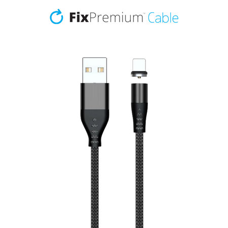 FixPremium - Lightning / USB Magnetický Kabel (2m), černá