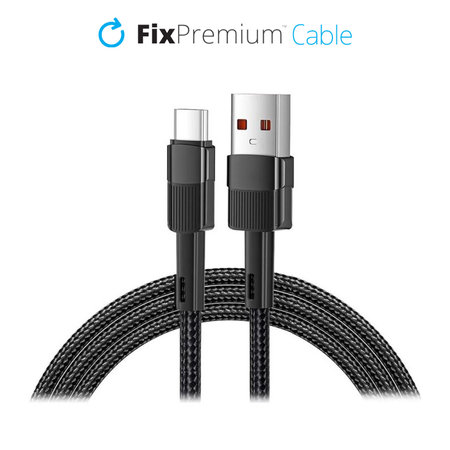 FixPremium - USB-C / USB Kabel s Rychlým Nabíjením (1m), černá