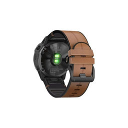 FixPremium - Kožený Řemínek pro Garmin (QuickFit 22mm), svetlě hnědá