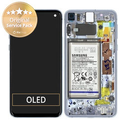 Samsung Galaxy S10e G970F - LCD Displej + Dotykové Sklo + Rám + Baterie (Prism Blue) - GH82-18843C, GH82-18843A Genuine Service Pack