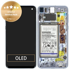 Samsung Galaxy S10e G970F - LCD Displej + Dotykové Sklo + Rám + Baterie (Prism Blue) - GH82-18843C, GH82-18843A Genuine Service Pack