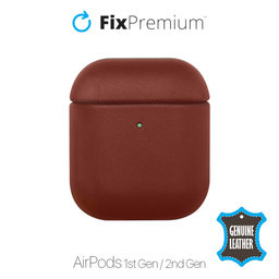 FixPremium - Kožené Pouzdro pro AirPods 1 a 2, hnědá