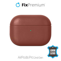 FixPremium - Kožené Pouzdro pro AirPods Pro 2, hnědá