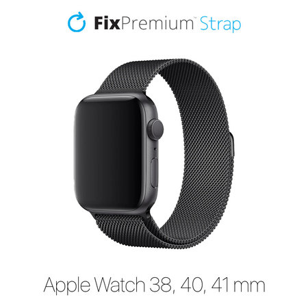 FixPremium - Řemínek Milanese Loop pro Apple Watch (38, 40 a 41mm), černá