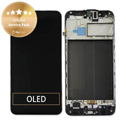 Samsung Galaxy M30 M305F - LCD Displej + Dotykové Sklo + Rám (Black) - GH82-19347A, GH82-20624A Genuine Service Pack