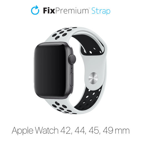 FixPremium - Silikonový Sportovní Řemínek pro Apple Watch (42, 44, 45 a 49mm), bílá