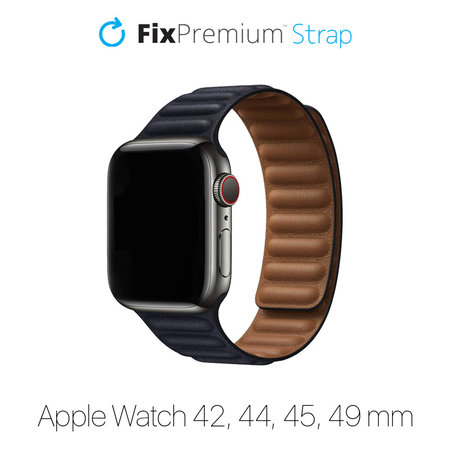 FixPremium - Řemínek Leather Loop TPU pro Apple Watch (42, 44, 45 a 49mm), černá