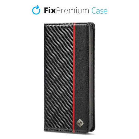 FixPremium - Puzdro Carbon Wallet pro iPhone 12 mini, černá