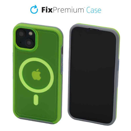 FixPremium - Pouzdro Clear s MagSafe pro iPhone 14, neon green