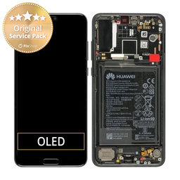 Huawei P20 Pro CLT-L29, CLT-L09 - LCD Displej + Dotykové Sklo + Rám + Baterie (Black) - 02351WQK Genuine Service Pack