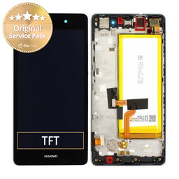 Huawei P8 Lite ALE-L21 - LCD Displej + Dotykové Sklo + Rám + Baterie (Black) - 02350KCW, 02350KCC, 02350KCB, 02350JVD Genuine Service Pack