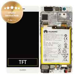 Huawei P9 - LCD Displej + Dotykové Sklo + Rám + Baterie (White) - 02350RRY, 02350RKF Genuine Service Pack