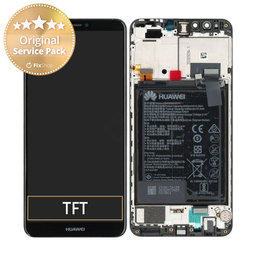 Huawei Y9 (2018) - LCD Displej + Dotykové Sklo + Rám + Baterie (Black) - 02351VFR, 02351VFS Genuine Service Pack