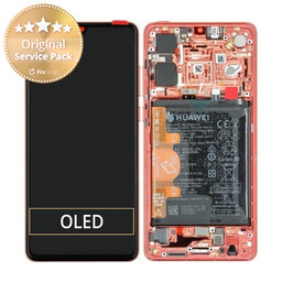 Huawei P30 - LCD Displej + Dotykové Sklo + Rám + Baterie (Amber Sunrise) - 02352NLQ, 02353UBW, 02354HRG Genuine Service Pack