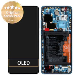 Huawei P40 Pro - LCD Displej + Dotykové Sklo + Rám + Baterie + Senzor Otisku Prstu (Deep Sea Blue) - 02353PJJ Genuine Service Pack