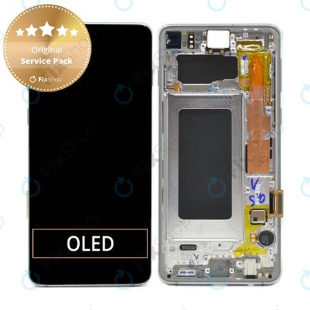 Samsung Galaxy S10 G973F - LCD Displej + Dotykové Sklo + Rám (Silver) - GH82-18850G, GH82-18835G Genuine Service Pack