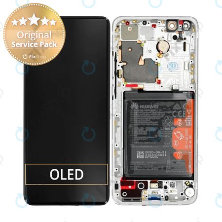 Huawei P40 Pro Plus - LCD Displej + Dotykové Sklo + Rám + Baterie (White Ceramic) - 02353RBJ Genuine Service Pack