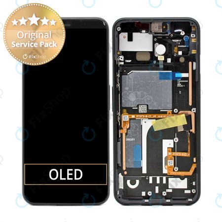 Google Pixel 4 - LCD Displej + Dotykové sklo + Rám (Just Black) - 20GF2BW0001 Genuine Service Pack