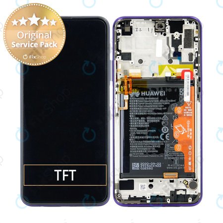 Huawei Honor 9X Pro - LCD Displej + Dotykové Sklo + Rám + Baterie (Phantom Purple) - 02353AKK Genuine Service Pack