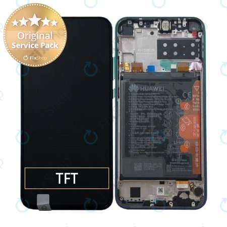 Huawei P40 Lite E - LCD Displej + Dotykové Sklo + Rám + Baterie (Aurora Blue) - 02353FMX Genuine Service Pack