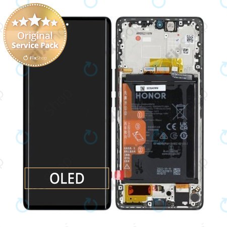 Honor Magic5 Lite RMO-NX3 - LCD Displej + Dotykové Sklo + Rám + Baterie (Midnight Black) - 0235AEMW Genuine Service Pack