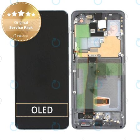 Samsung Galaxy S20 Ultra G988F - LCD Displej + Dotykové Sklo + Rám (Cloud White) - GH82-26032C, GH82-26033C Genuine Service Pack