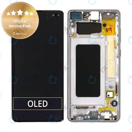 Samsung Galaxy S10 Plus G975F - LCD Displej + Dotykové Sklo + Rám (Prism Black) - GH82-18849A, GH82-18857A, GH82-18834A Genuine Service Pack