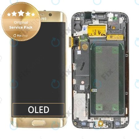 Samsung Galaxy S6 Edge G925F - LCD Displej + Dotykové Sklo + Rám (Gold Platinum) - GH97-17162C, GH97-17317C, GH97-17334C Genuine Service Pack