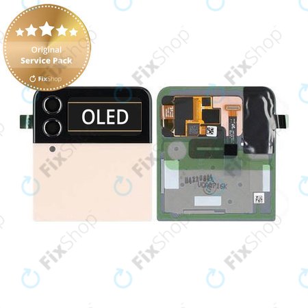 Samsung Galaxy Z Flip 4 F721B - LCD Displej + Dotykové Sklo + Rám (Vnější) (Pink Gold) - GH97-27947C Genuine Service Pack