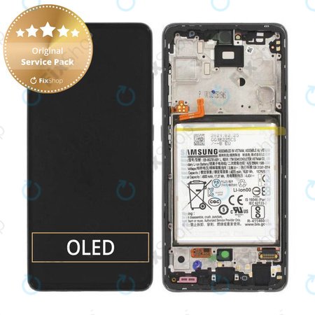 Samsung Galaxy A52 A525F, A526B - LCD Displej + Dotykové Sklo + Rám + Baterie (Awesome Black) - GH82-25229A, GH82-25230A Genuine Service Pack