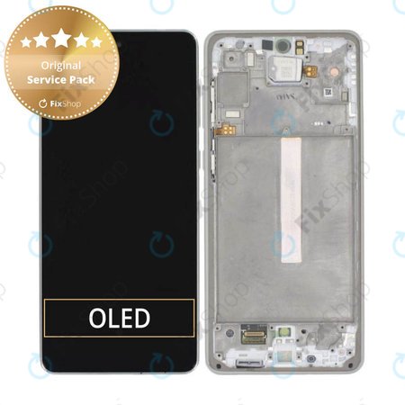 Samsung Galaxy A73 5G A736B - LCD Displej + Dotykové Sklo + Rám (Awesome White) - GH82-28686B, GH82-28884B Genuine Service Pack