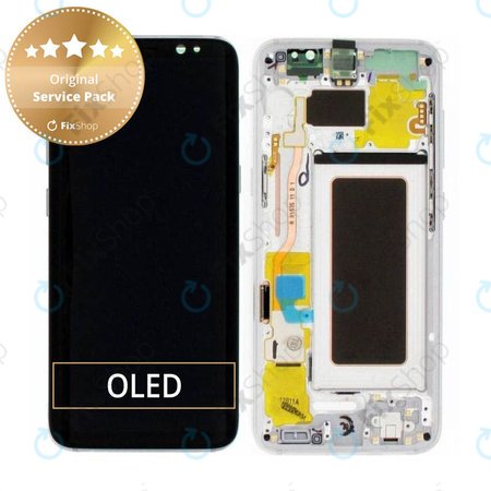 Samsung Galaxy S8 G950F - LCD Displej + Dotykové Sklo + Rám (Arctic Silver) - GH97-20457B, GH97-20473B, GH97-20458B, GH97-20629B Genuine Service Pack