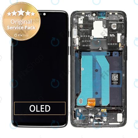 OnePlus 6 - LCD Displej + Dotykové sklo + Rám (Mirror Black) - 2011100029 Genuine Service Pack