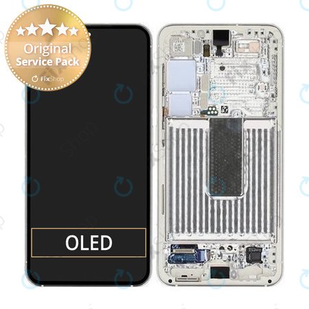 Samsung Galaxy S23 S911B - LCD Displej + Dotykové Sklo + Rám (Cream) - GH82-30481B, GH82-30480B Genuine Service Pack