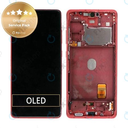 Samsung Galaxy S20 FE G780F - LCD Displej + Dotykové Sklo + Rám (Cloud Red) - GH82-24219E, GH82-31328E, GH82-31329E, GH82-24220E Genuine Service Pack