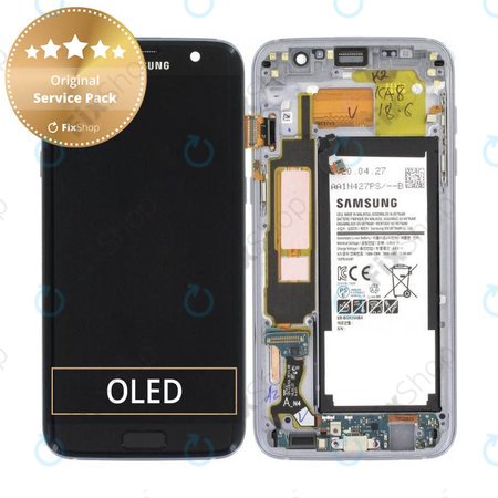 Samsung Galaxy S7 Edge G935F - LCD Displej + Dotykové Sklo + Rám + Baterie (Black) - GH82-13359A Genuine Service Pack